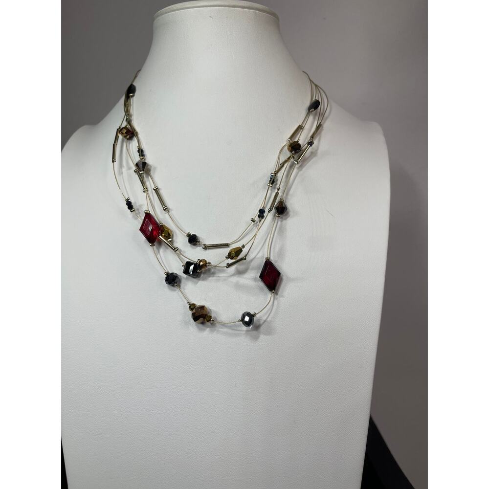Chico's beaded necklace on wire faceted beads costume signed jewelry beaded - Picture 10 of 13